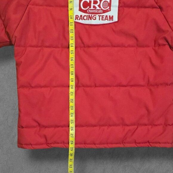 Vintage CRC Racing Puffer Red Quilted Mens Large Zip Up Jacket - Picture 5 of 6
